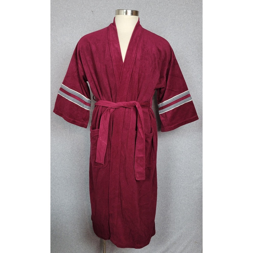 NWT Vintage Diplomat After Hours Men's Burgundy Velour Robe One‎ Size